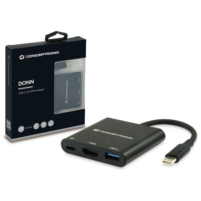 Conceptronic DONN01B Docking Station USB-C 3.2 Gen 1 con HDMI e USB-A Nero Hub Multiporta