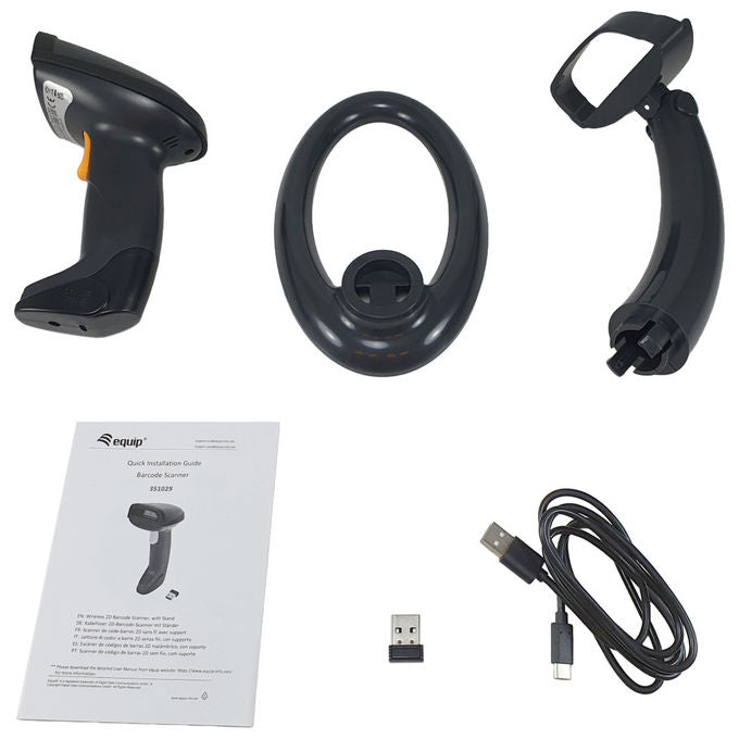 Equip Lettore Codici a Barre Wireless 1D-2D Bluetooth Portatile Nero Scanner