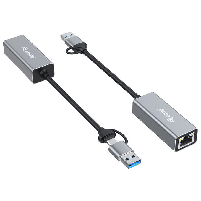 Equip Adattatore Rete USB-C 2.5 Gigabit Ethernet Grigio Alluminio 15cm LAN RJ-45