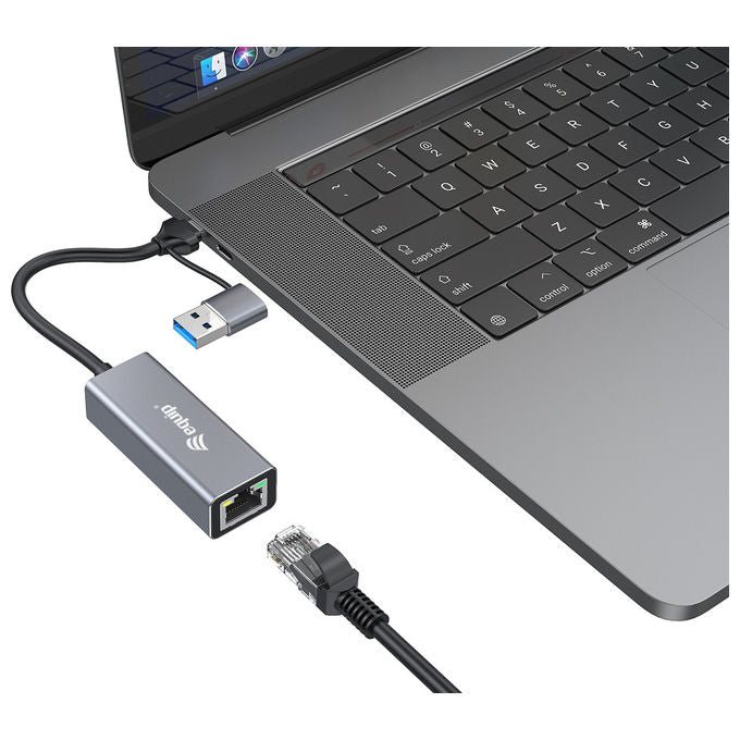Equip Adattatore Rete USB-C 2.5 Gigabit Ethernet Grigio Alluminio 15cm LAN RJ-45