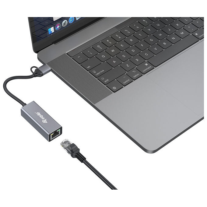 Equip Adattatore Rete USB-C 2.5 Gigabit Ethernet Grigio Alluminio 15cm LAN RJ-45