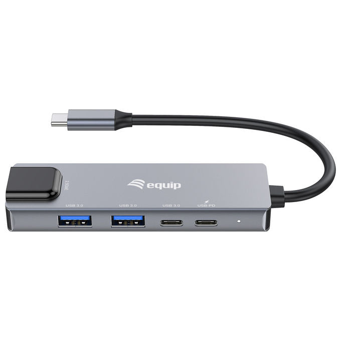 Equip Adattatore USB-C 5 in 1 - 2.5GbE Ethernet - 100W PD - 4 Porte USB - Grigio