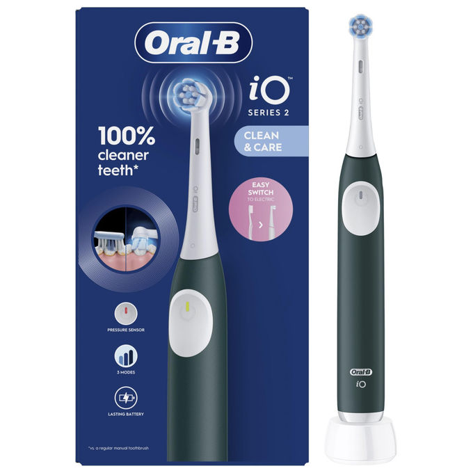 Oral-B IO2GREEN iO 2 Spazzolino elettrico Micro-vibrazioni 3 modalita' Timer 2 min 1 Testina di Ricambio colore Verde