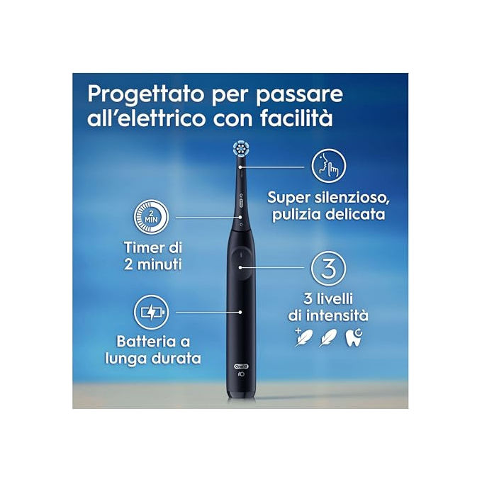 Oral-B IO 2 iO Spazzolino elettrico rotante 3 modalita' timer 2 min sensore di pressione colore Nero