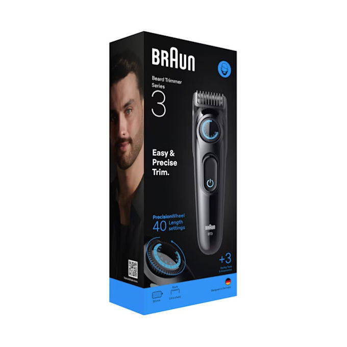 Braun Regolabarba BT3520 Senza Filo 40 Lunghezze Batteria 50min Nero e Blu