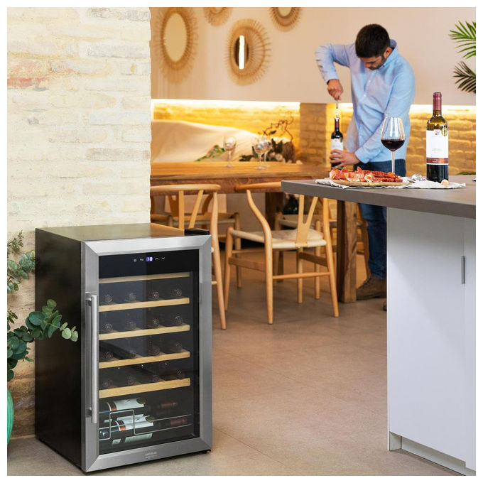 Cecotec 2450 Grand Sommelier Cantinetta Vino con Compressore 24 Bottiglie 63 L 5-18°C 45 dB Touch LED colore Inox