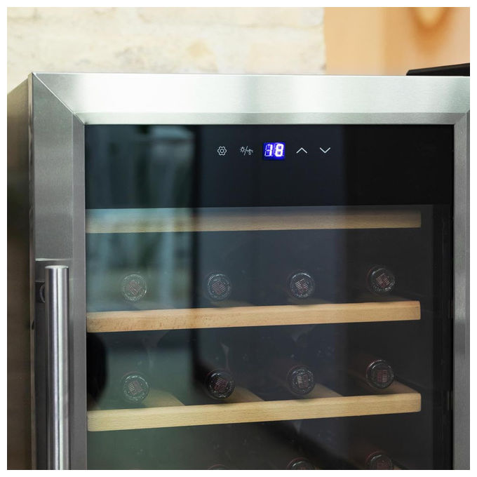 Cecotec 2450 Grand Sommelier Cantinetta Vino con Compressore 24 Bottiglie 63 L 5-18°C 45 dB Touch LED colore Inox