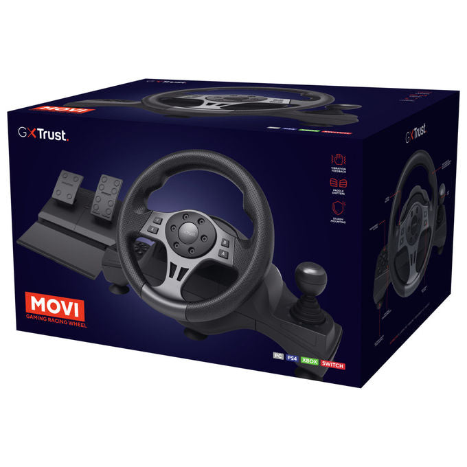 Trust GXT 289 Movi Sterzo e Pedali Nero USB Multipiattaforma per PS4 Xbox Switch