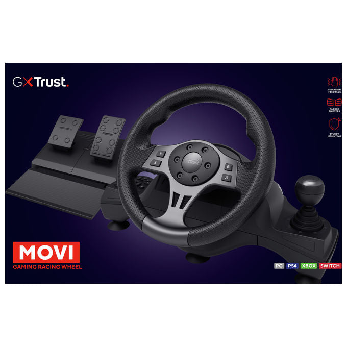 Trust GXT 289 Movi Sterzo e Pedali Nero USB Multipiattaforma per PS4 Xbox Switch