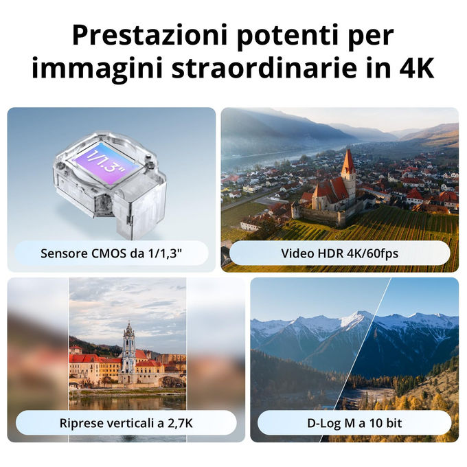 DJI CP.FP.00000180.04 Flip Drone Quadrirotore 4K 48 MP 31 min Autonomia 249 g GPS Wi-Fi colore Bianco Nero