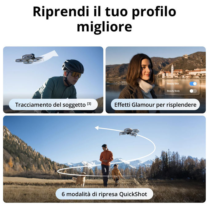 DJI CP.FP.00000180.04 Flip Drone Quadrirotore 4K 48 MP 31 min Autonomia 249 g GPS Wi-Fi colore Bianco Nero