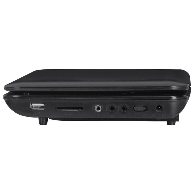 Trevi PDX1409 S2 Lettore DVD Portatile 9'' Schermo Rotante USB SD Batteria Ricaricabile Tripla Alimentazione colore Nero