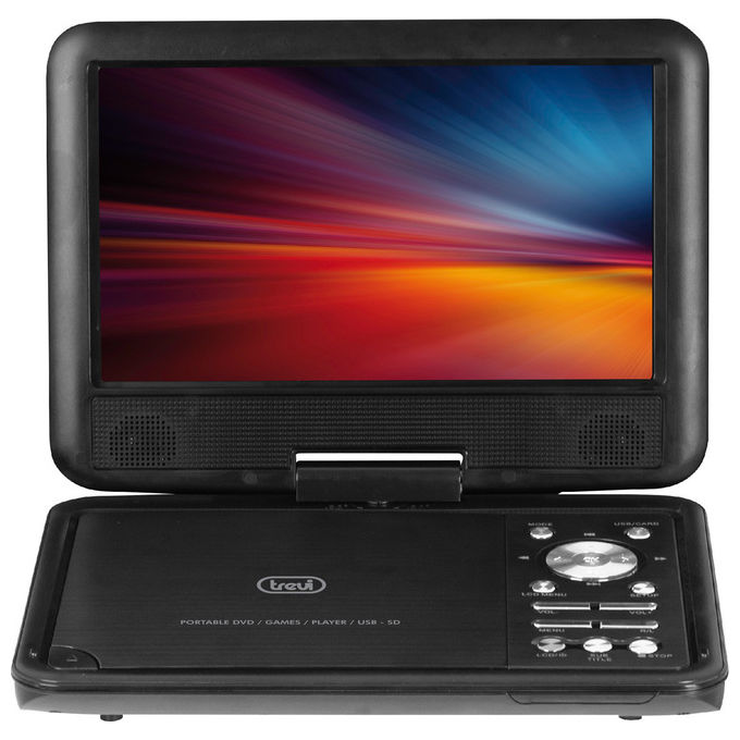Trevi PDX1409 S2 Lettore DVD Portatile 9'' Schermo Rotante USB SD Batteria Ricaricabile Tripla Alimentazione colore Nero