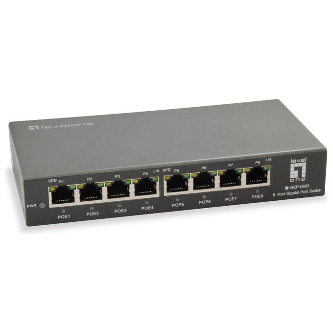 LevelOne GEP-0823 Switch Ethernet Gigabit 8 porte PoE 120W 10-100-1000 Mbps Rete