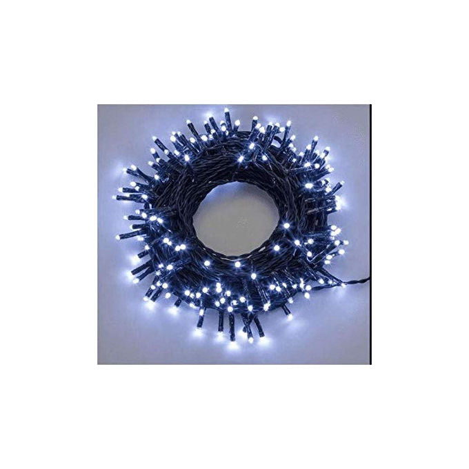 Giocoplast Natale, Filo di Luci LED 200, Bianco Freddo, 8m, Cavo Scuro, Esterno-Interno
