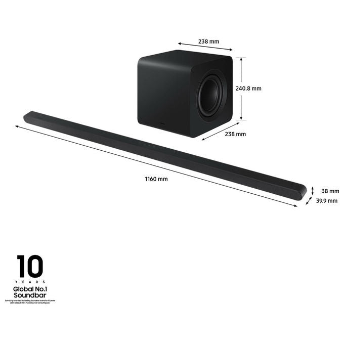 Samsung HW-S800D Serie S Soundbar 3.1.2 Canali Dolby Atmos Wireless 10 Speaker Subwoofer Wireless Q-Symphony Alexa colore Nero