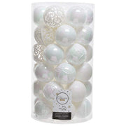 Kaemingk, Palline di Natale Bianco Iridescente, 6 cm, 37 pezzi, Plastica Infrangibile
