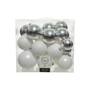 Amicasa, Palline di Natale, 26 Pezzi, Mix Bianco e Argento, Decorazioni Albero