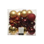 Amicasa, Palline di Natale, 26 Pezzi, Mix Rosso e Oro, Decorazioni Albero