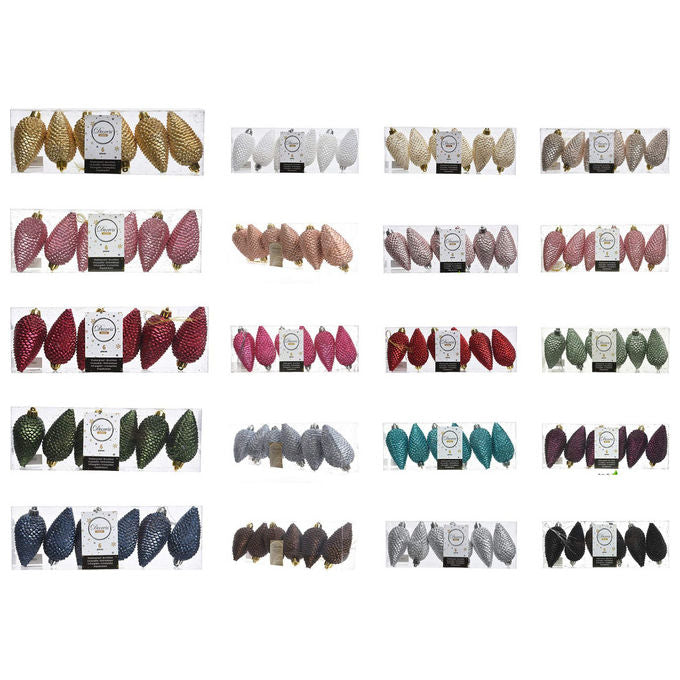Kaemingk, Pigne di Natale Perla Glitterate, Infrangibili, 4.5x8 cm, Set 6 Pezzi