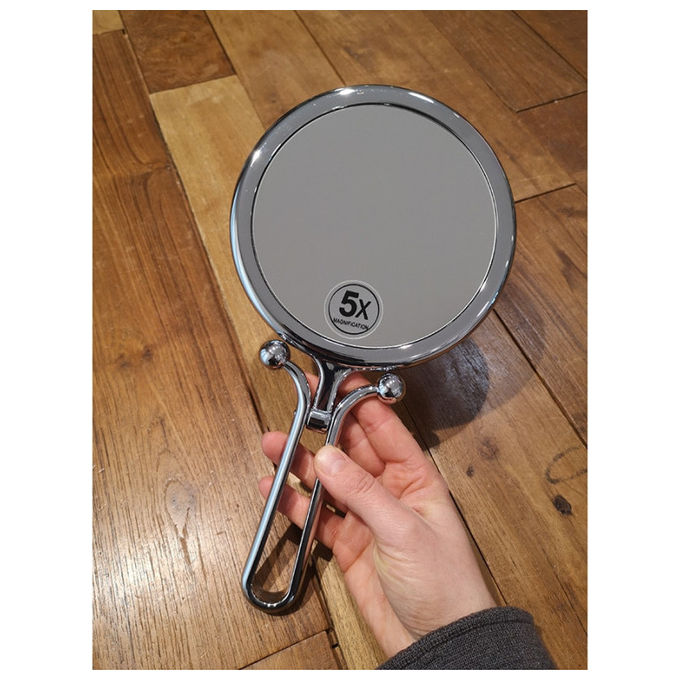 Acca Kappa, Specchio Doppio, Metallo Bianco, 18 cm, Ingrandimento 5X e Normale