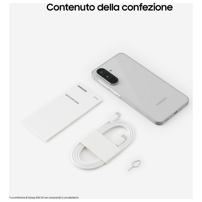 Samsung SM-A566BZACEUE Galaxy A56 5G Smartphone 6.7'' 8GB 256GB Tripla Camera 50MP Batteria 5000mAh IP67 colore Grigio Chiaro