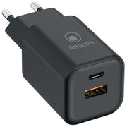 Caricatore USB Atlantis Land 65W 2 Porte Power Delivery Universale Nero Ricarica Rapida