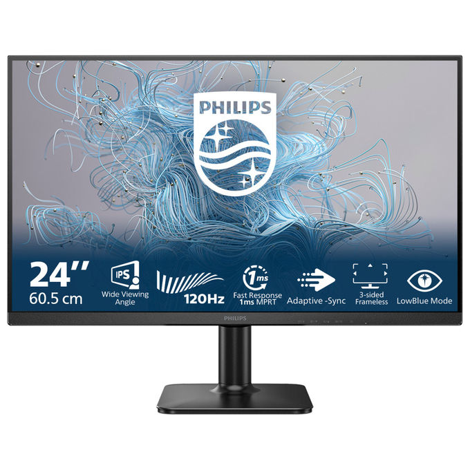 Philips 24E2N1110 Monitor PC 23.8'' IPS Full HD 1920x1080 120Hz 4ms LowBlue Flicker-free HDMI VGA VESA colore Nero