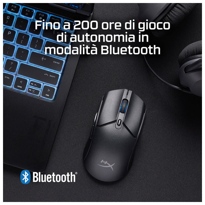 HyperX 8R2E6AA Pulsefire Haste 2 Core Mouse Gaming Wireless Ambidestro 12000 DPI 6 tasti 100h colore Nero