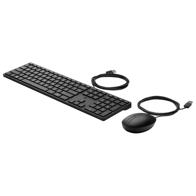 HP Set Tastiera e Mouse Cablato USB per Business con Tastierino Numerico e Mouse 1000 DPI