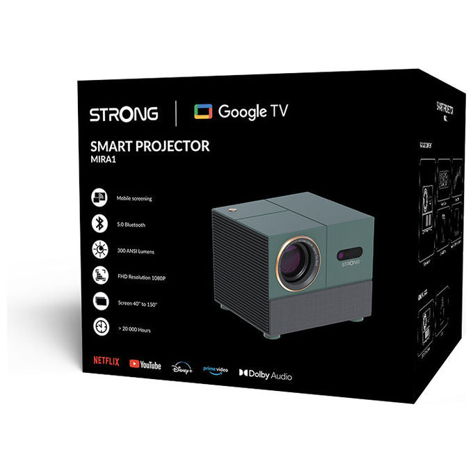 Strong MIRA1 Videoproiettore Smart Google TV 1080p LCD 300 ANSI lumen Wi-Fi Bluetooth Auto Focus colore Verde