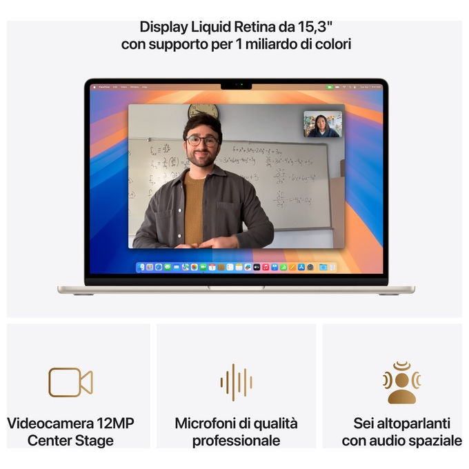 Apple MacBook Air 15.3'' M4 16GB RAM 512GB SSD Galassia - Computer Portatile