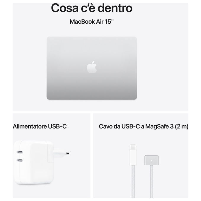 Apple MacBook Air 15'' M4 16GB RAM 256GB SSD Argento - Computer Portatile