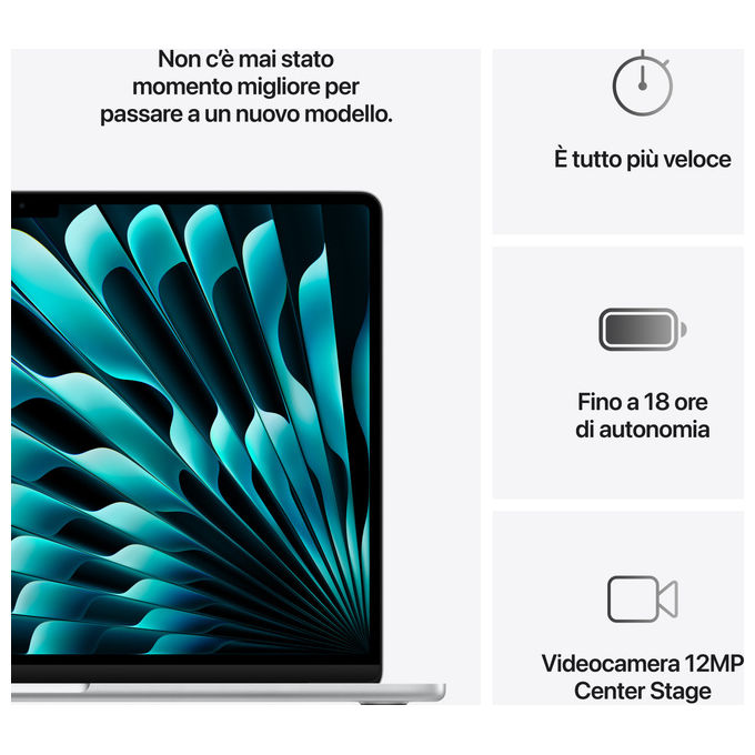 Apple MacBook Air 15'' M4 16GB RAM 256GB SSD Argento - Computer Portatile