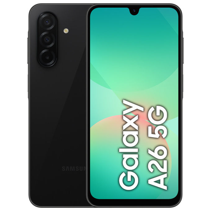 Samsung SM-A266BZKBEUE Galaxy A26 5G Smartphone 6.7'' 6GB RAM 128GB Tripla Fotocamera 50MP 5000 mAh Android 15 IP67 colore Nero