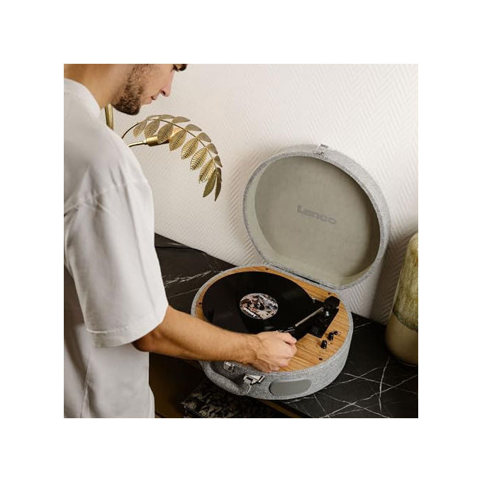 Lenco LS-66GY Giradischi Bluetooth con Altoparlanti Integrati Grigio 33-45 Giri