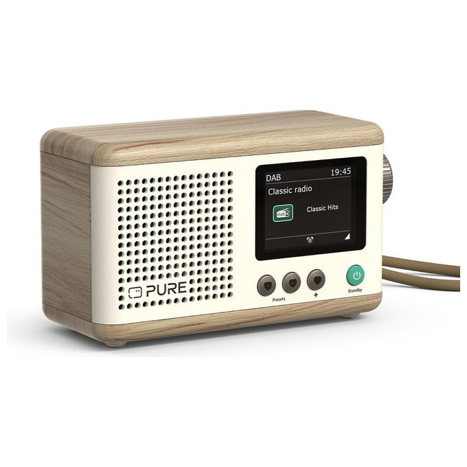 Pure 253799 Classic Mini Radio Portatile Digitale DAB+ FM Bluetooth 5.3 5W Display 2.4'' 4000 mAh colore Bianco Cotone