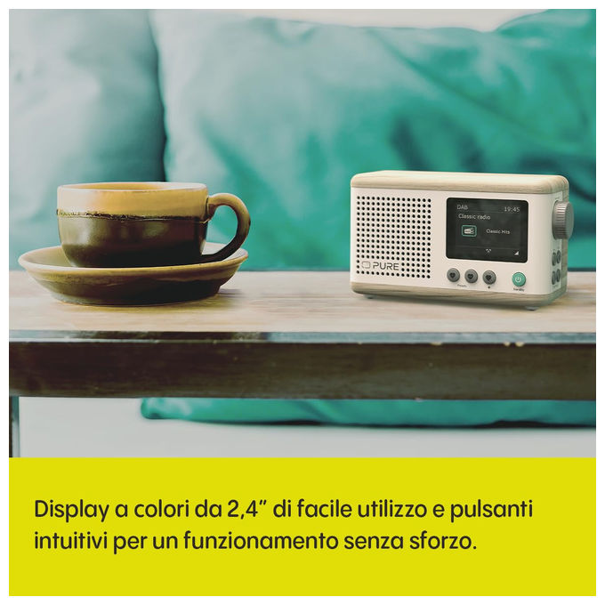 Pure 253799 Classic Mini Radio Portatile Digitale DAB+ FM Bluetooth 5.3 5W Display 2.4'' 4000 mAh colore Bianco Cotone
