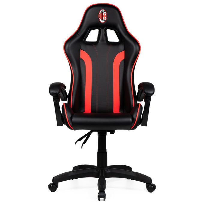 Qubick SGPN0002 Sedia Gaming AC Milan Devils Ergonomica 150 Kg Reclinabile Braccioli Imbottiti colore Nero Rosso