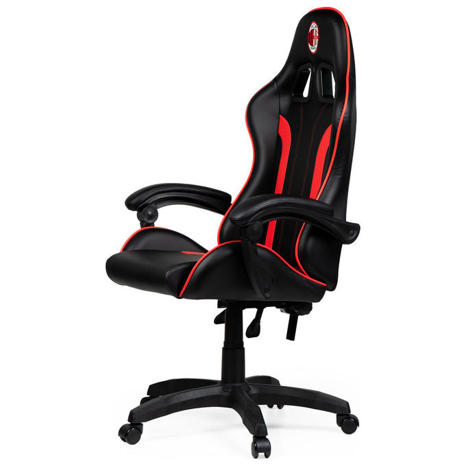 Qubick SGPN0002 Sedia Gaming AC Milan Devils Ergonomica 150 Kg Reclinabile Braccioli Imbottiti colore Nero Rosso