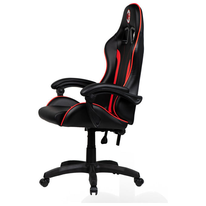 Qubick SGPN0002 Sedia Gaming AC Milan Devils Ergonomica 150 Kg Reclinabile Braccioli Imbottiti colore Nero Rosso