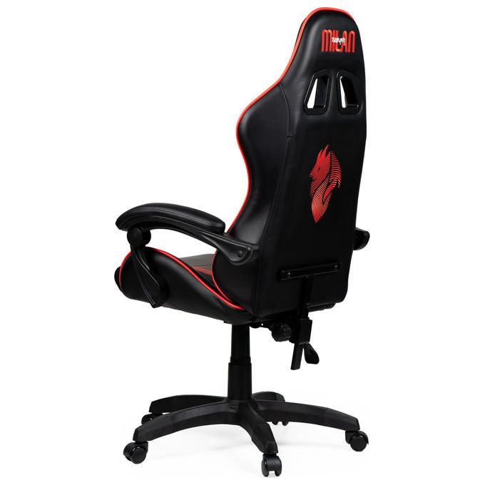 Qubick SGPN0002 Sedia Gaming AC Milan Devils Ergonomica 150 Kg Reclinabile Braccioli Imbottiti colore Nero Rosso