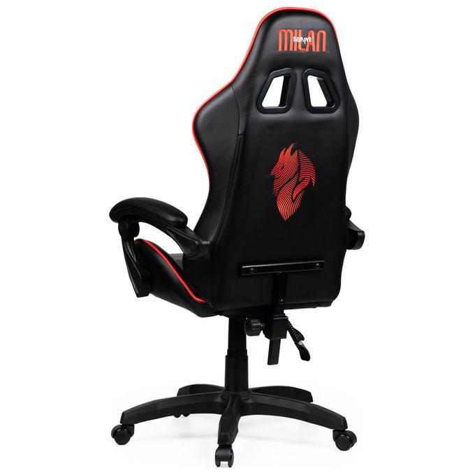 Qubick SGPN0002 Sedia Gaming AC Milan Devils Ergonomica 150 Kg Reclinabile Braccioli Imbottiti colore Nero Rosso