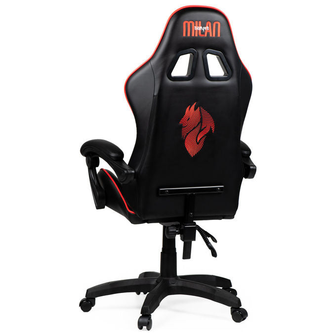 Qubick SGPN0002 Sedia Gaming AC Milan Devils Ergonomica 150 Kg Reclinabile Braccioli Imbottiti colore Nero Rosso