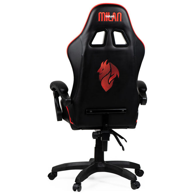 Qubick SGPN0002 Sedia Gaming AC Milan Devils Ergonomica 150 Kg Reclinabile Braccioli Imbottiti colore Nero Rosso