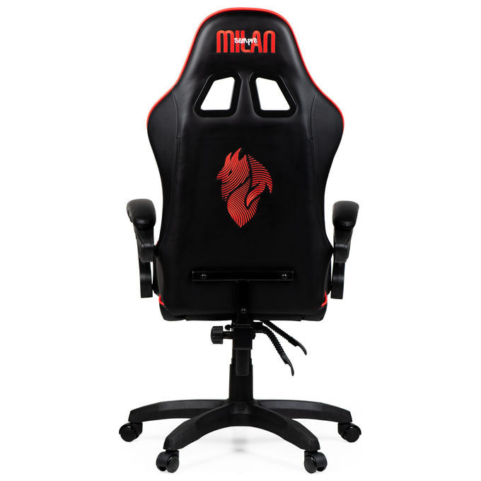 Qubick SGPN0002 Sedia Gaming AC Milan Devils Ergonomica 150 Kg Reclinabile Braccioli Imbottiti colore Nero Rosso