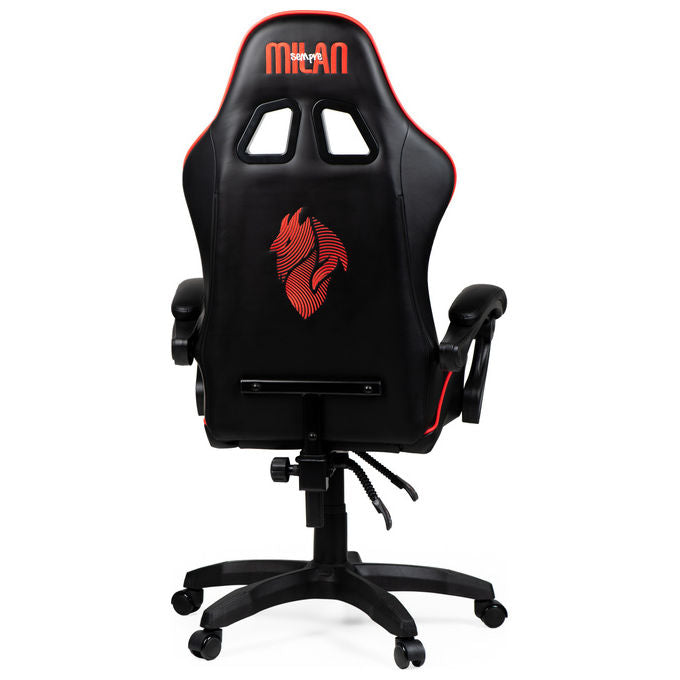 Qubick SGPN0002 Sedia Gaming AC Milan Devils Ergonomica 150 Kg Reclinabile Braccioli Imbottiti colore Nero Rosso