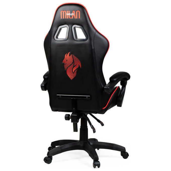 Qubick SGPN0002 Sedia Gaming AC Milan Devils Ergonomica 150 Kg Reclinabile Braccioli Imbottiti colore Nero Rosso