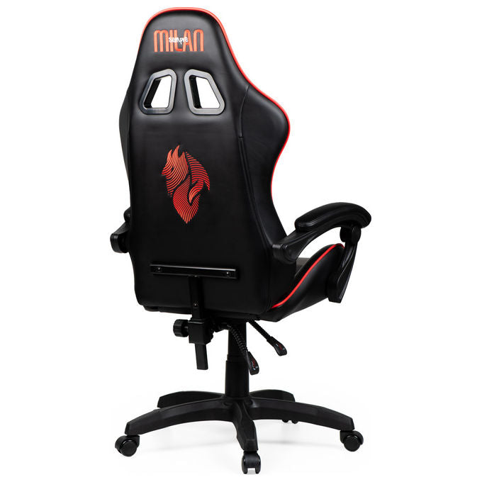 Qubick SGPN0002 Sedia Gaming AC Milan Devils Ergonomica 150 Kg Reclinabile Braccioli Imbottiti colore Nero Rosso