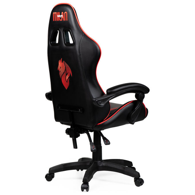 Qubick SGPN0002 Sedia Gaming AC Milan Devils Ergonomica 150 Kg Reclinabile Braccioli Imbottiti colore Nero Rosso